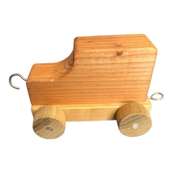 Vtg Wooden Train Set 4 Cars Rolling Locomotive Caboose Side Cars 32" Handmade - Picture 11 of 16